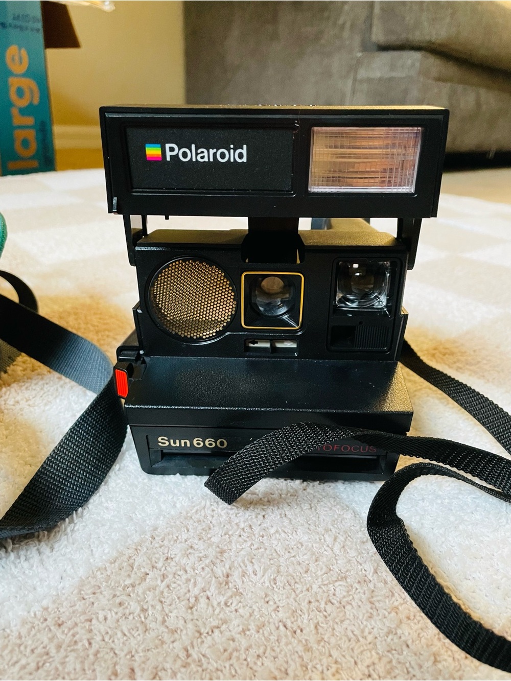 Polaroid Sun 660 Black Instant Camera with Rainbow Logo